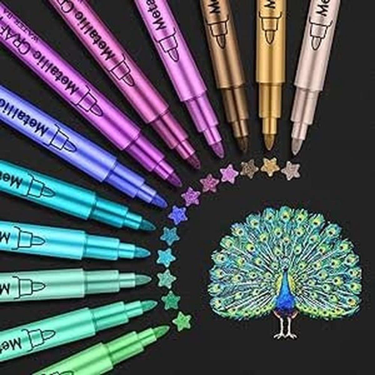 Solidchoice - Set van 12 Metallic Markers voor Scrapbooking en Creatieve Projecten