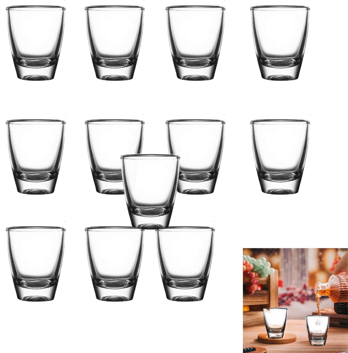 Solidchoice - Set van 12 Transparante Shotglazen van 35ml voor Feestjes