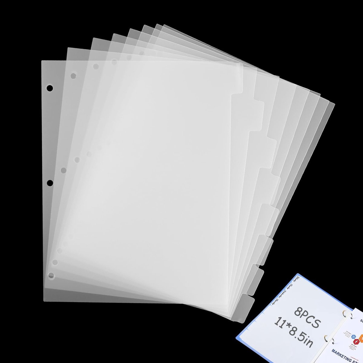 Solidchoice - Set van 8 A4 Plastic Ringband Scheiders met Tabs