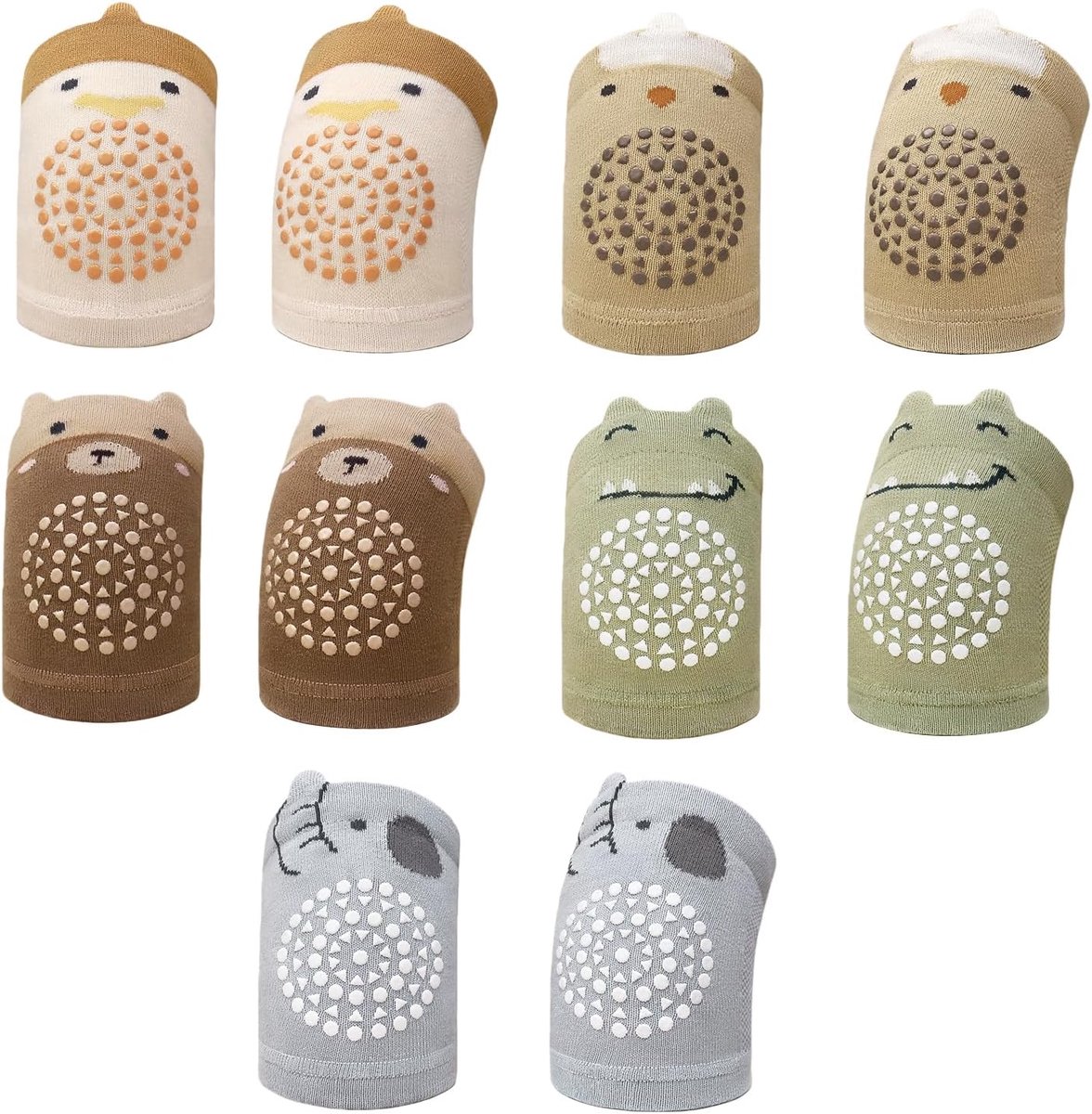 Baby kniekussens en sokken set 5 paar - schattig ontwerp - antislip - comfortabel voor 0-12 maanden - ShopVlot