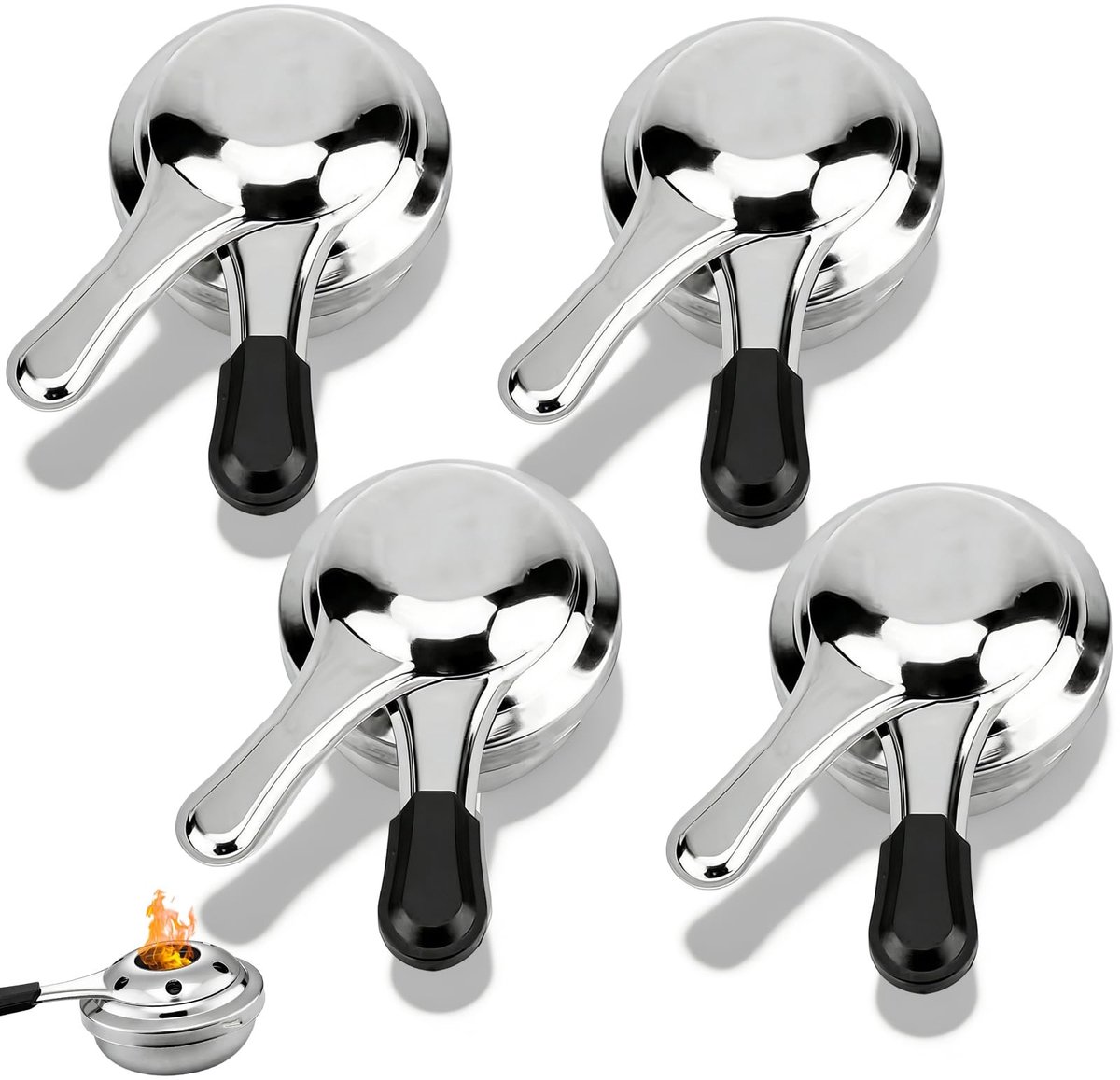 Solidchoice - Set van 4 Roestvrijstalen Brandpastahouders met Deksel