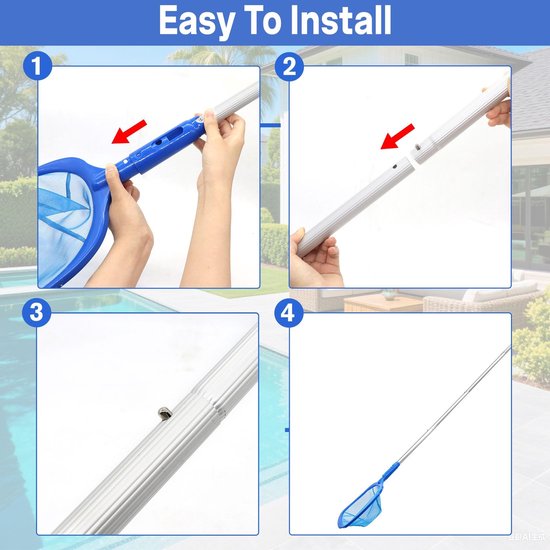 Solidchoice - Fijnmazig Zwembadschepnet met Telescoopstang van 186 cm van Solidchoice — afbeelding 4