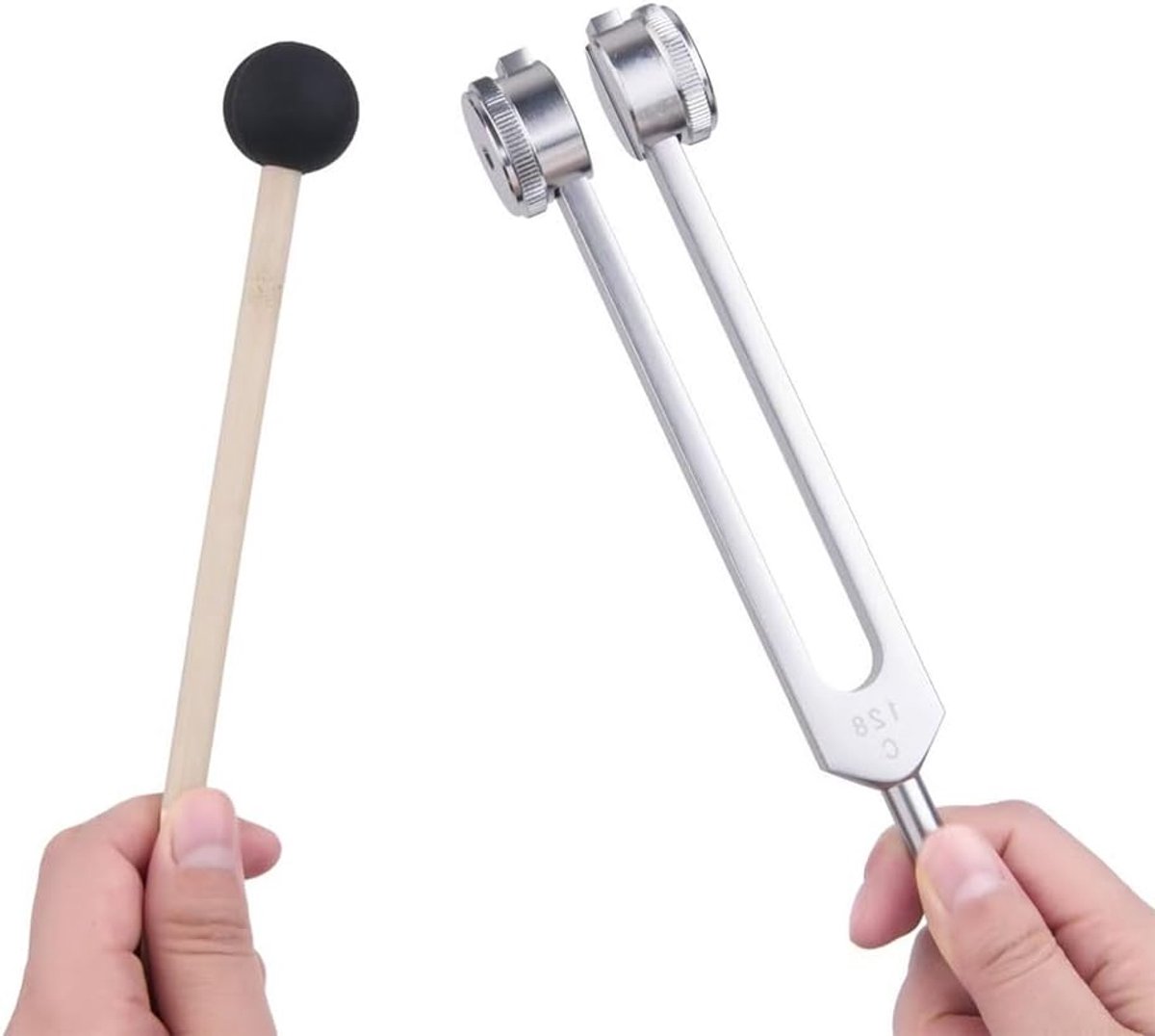 Diapason set 128 Hz - aluminium met siliconen hamer - anti-stress - ideaal voor chakratherapie - ShopVlot