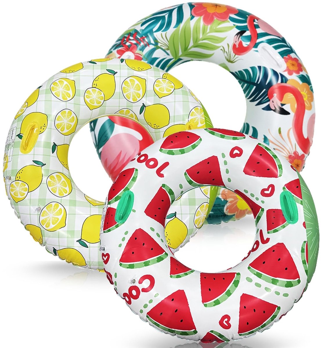 Solidchoice - Set van 3 Opblaasbare Zwemringen met Tropisch Fruit Design