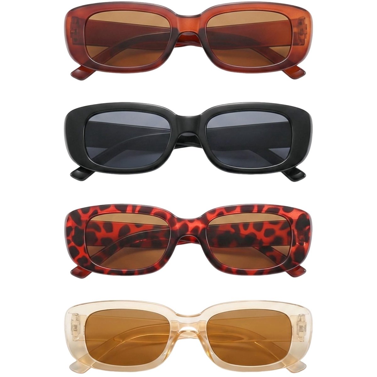 Solidchoice - Set van 4 Retro Zonnebrillen in Diverse Kleuren