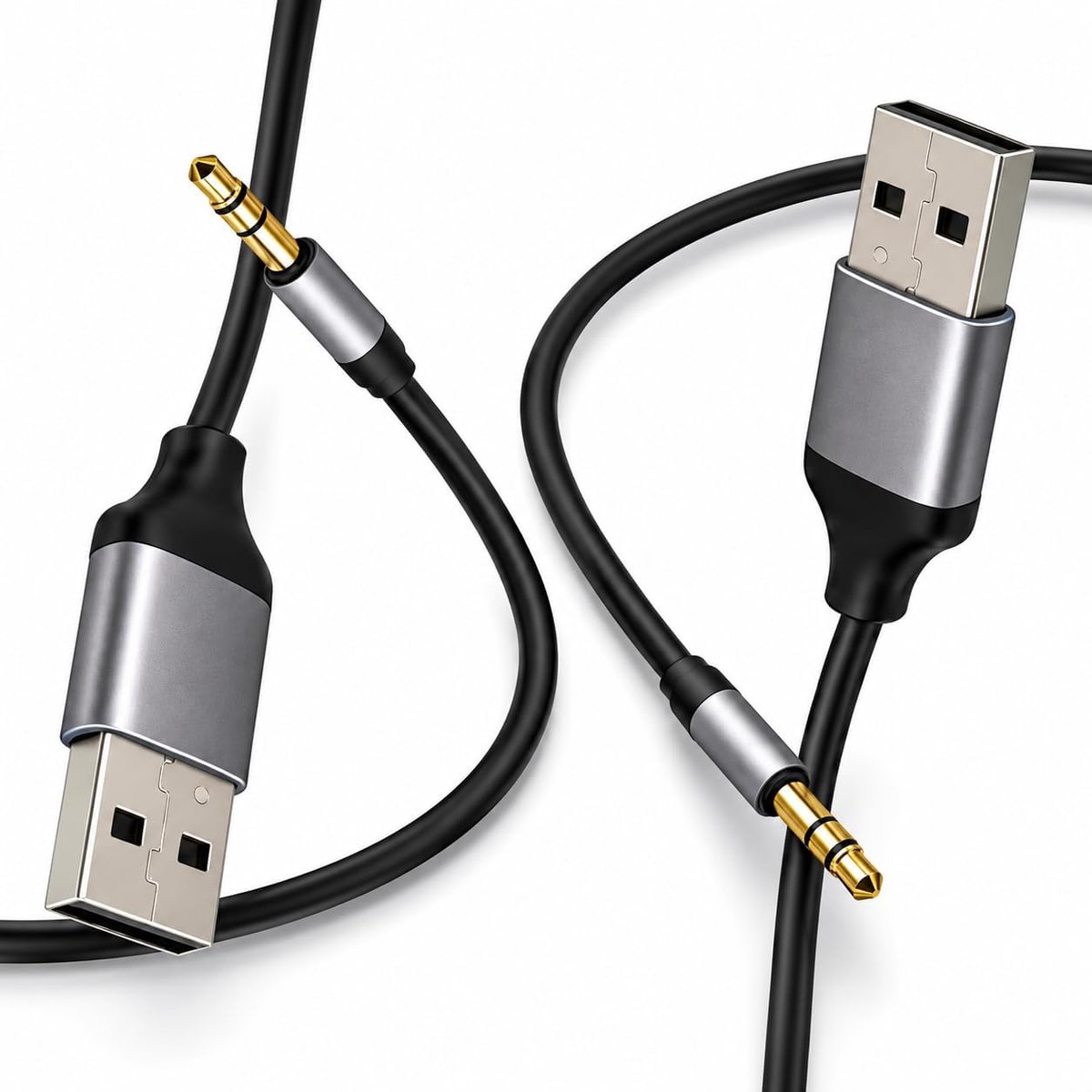 USB naar 3,5 mm Aux audio - 2 stuks - met DAC-chip - helder geluid voor laptop en speakers - ShopVlot