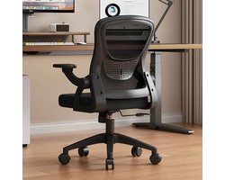 Hertiman Bureaustoel - Ergonomische bureaustoel - Verstelbare armleuningen - Kantelfunctie - Belastbaar tot 90kg - Zwart