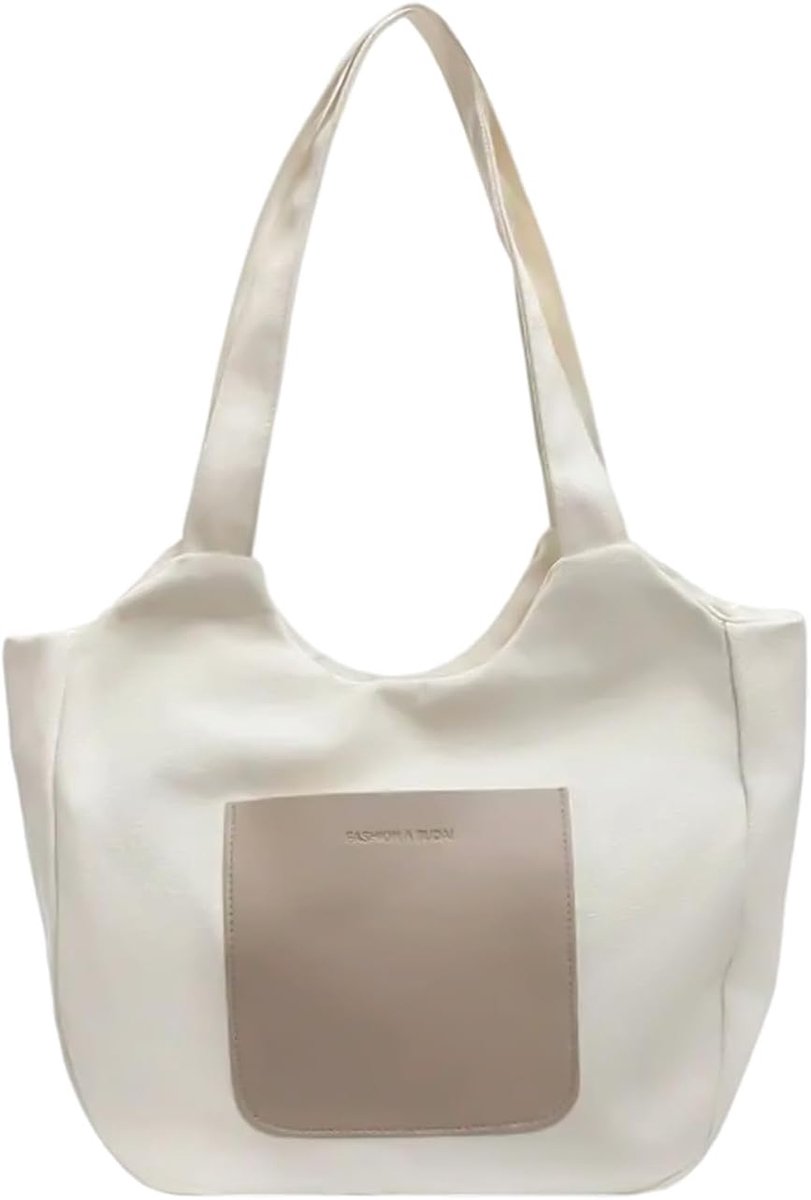 Shopper tas groot - robuust canvas - stijlvolle schoudertas met rits - ruim voor werk, studie of winkelen - ShopVlot