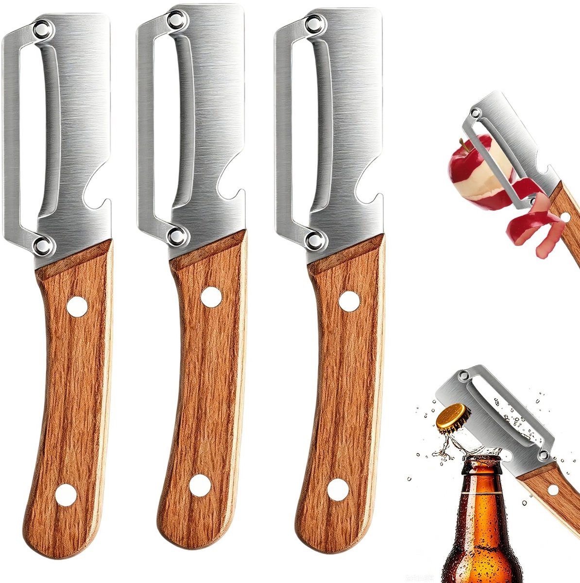 Solidchoice - Set van 3 Multifunctionele Groenteschilders met Flesopener