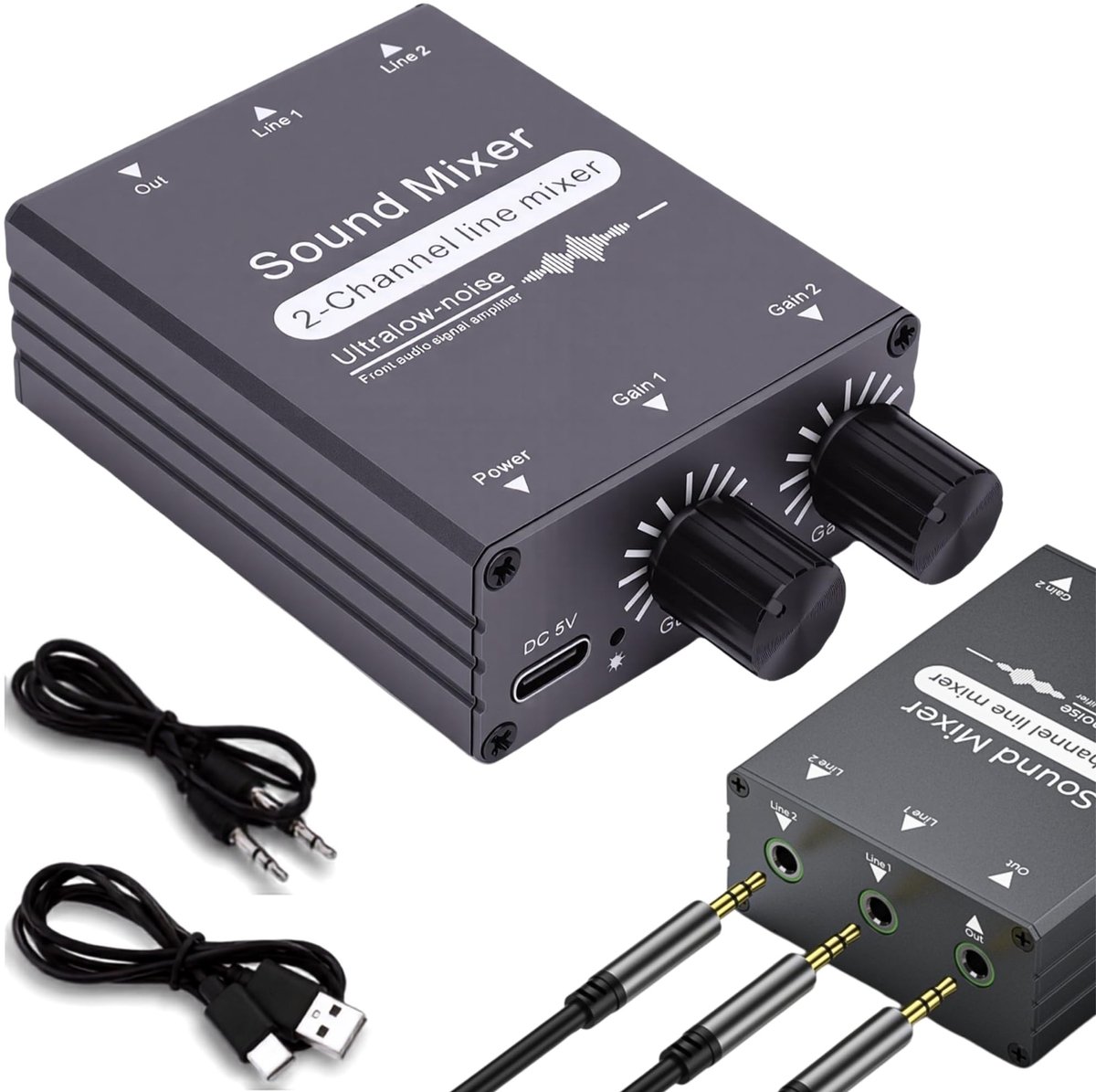 Solidchoice - 2-kanaals Stereo Audiomixer met Volumeregeling