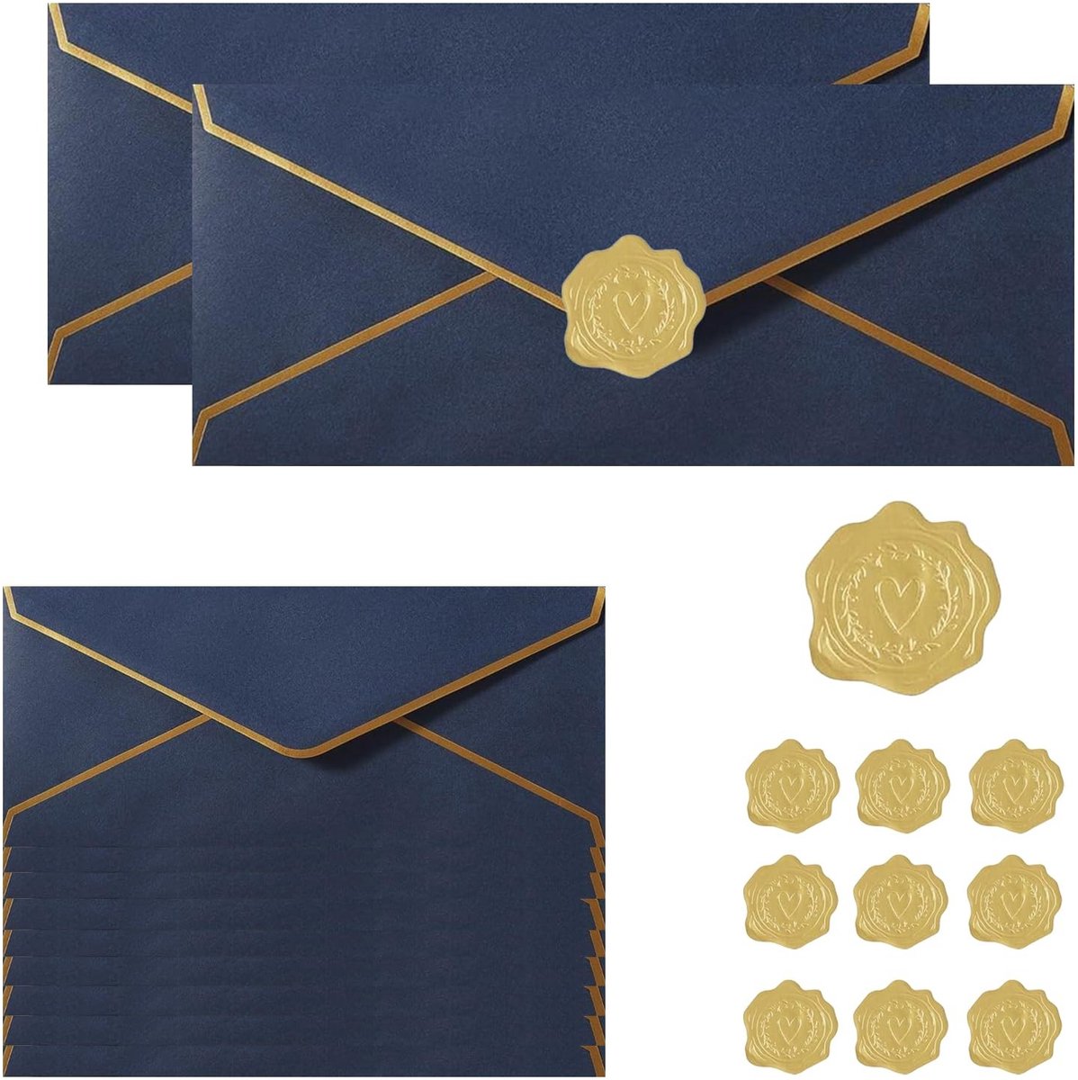 Solidchoice - 20 Uitnodigingsenveloppen met Gouden Stickers