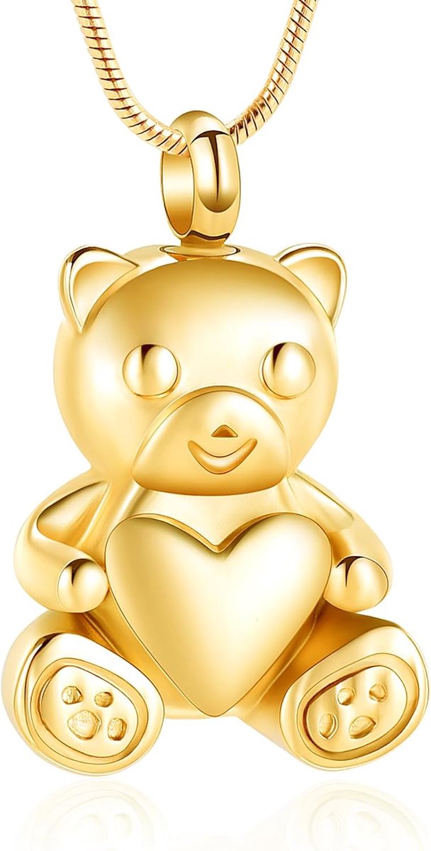Cremation Jewellery - Teddy Bear Urn Necklace for Men Women with Mini Keepsake Urn Memorial as Jewelry Jewelry - ShopVlot