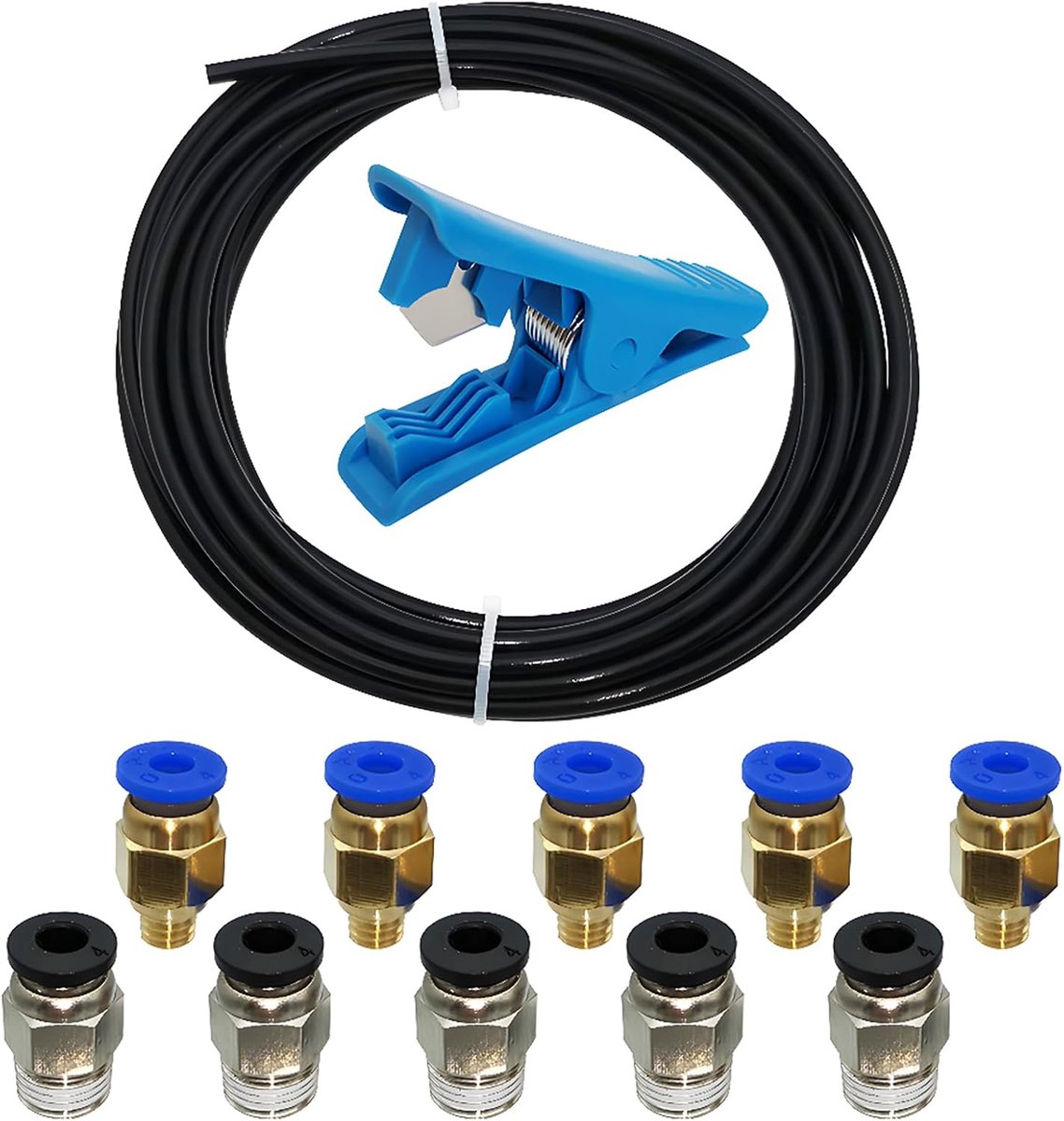 Teflon Hoses, CESFONJER 5m Black PTFE Hose with 1 Piece Hose Screw Cutter and 5 Pcs PC4-M6 and 5 Pcs PC4-M10 for PTFE - ShopVlot