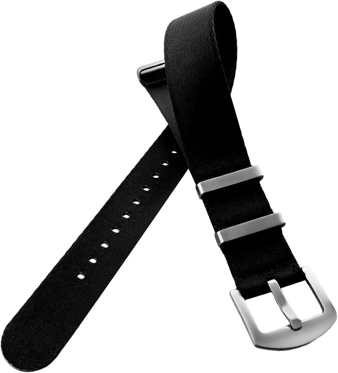 Watch Strap Replacement for Omega Premium Ballistic Military Raf Stitched Strap Nylon Watch Strap 22mm (Black) - ShopVlot