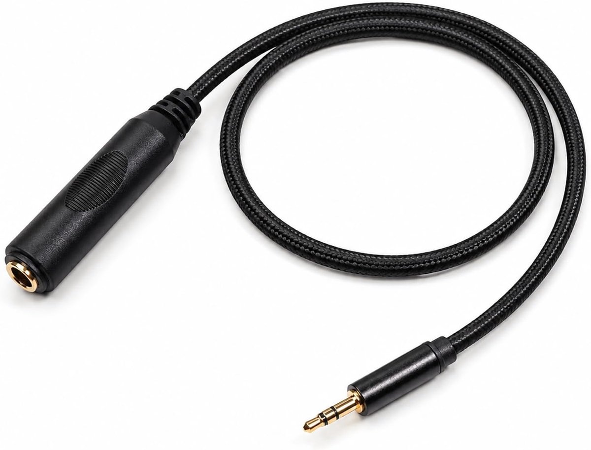 Verlengadapter audio jack 3,5 mm mannelijk naar 6,35 mm vrouwelijk, mini-hoofdtelefoon, stereo-aansluitkabel voor - ShopVlot