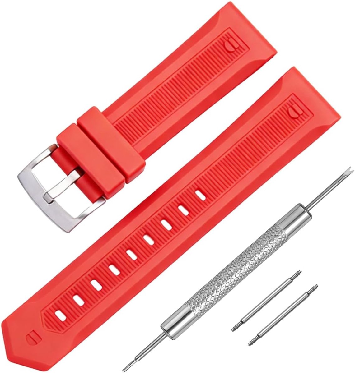 Replacement WATCH TYRE RUBBER STRAP Replacement for Tag Heuer Formula F1 Aquaracer 20/22mm (Red, 22mm) - ShopVlot