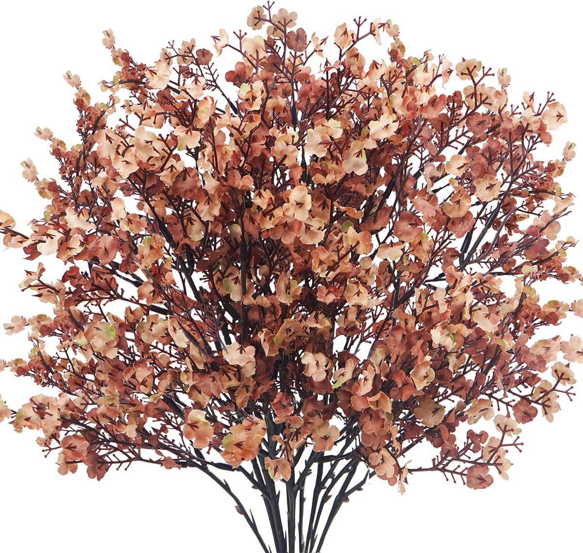 Pack of 6 Gypsophila Artificial Flowers with Brown Silk Flowers as Real Autumn Gypsophila for Vase, Home Decoration - ShopVlot