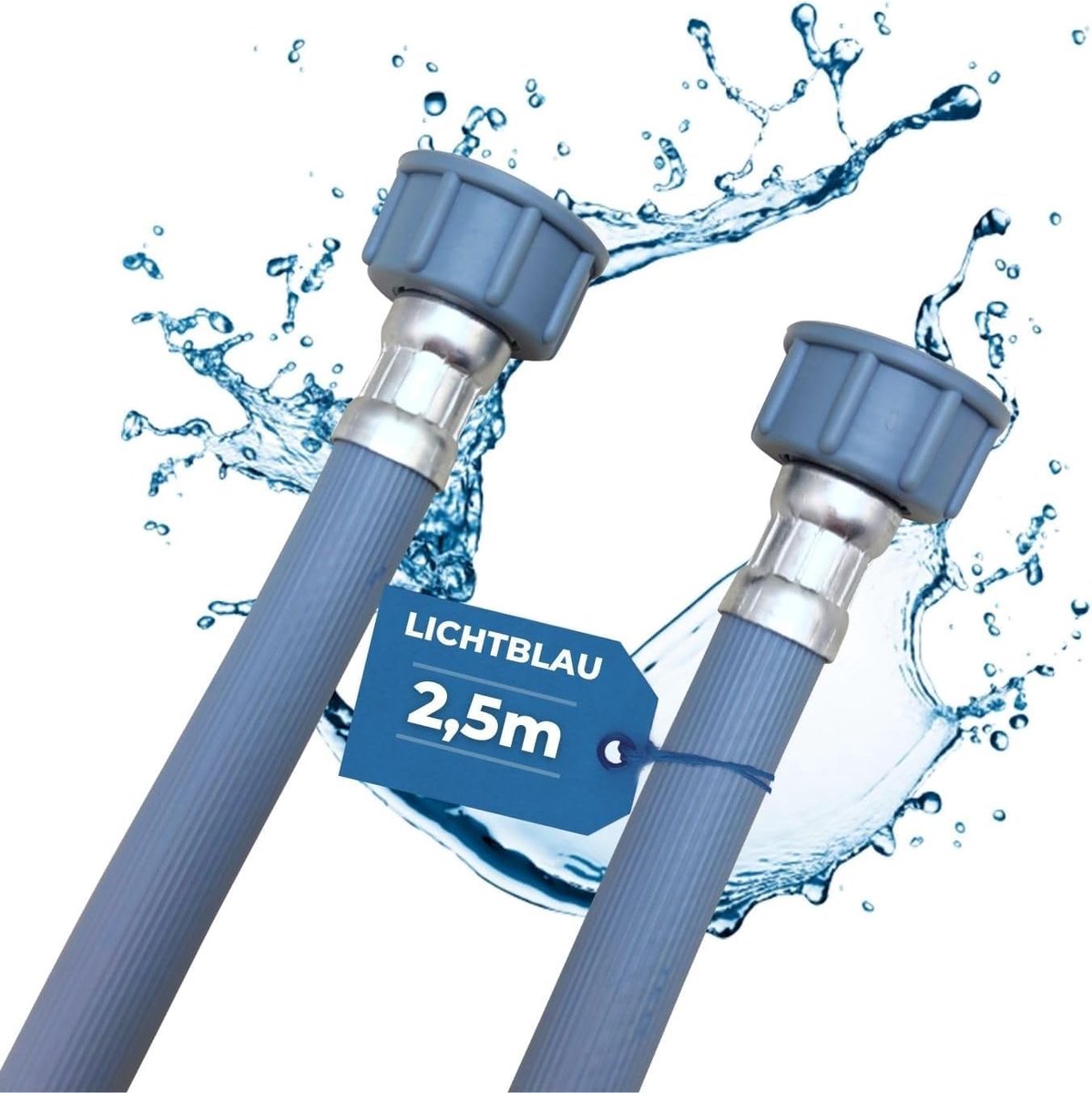 Lichtblau Inlet hose washing machine dishwasher 2979 connection size 2.5 m I 3/4 inch straight incl. seal I water - ShopVlot