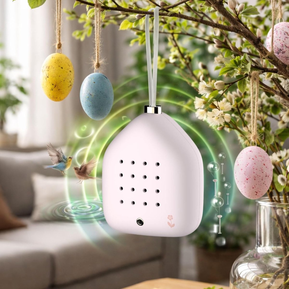 RELAXOUND Lily Bells Decoratieve klankhanger met bewegingsmelder, zachte vogelgezjilp, chimes en watergeluiden - ShopVlot