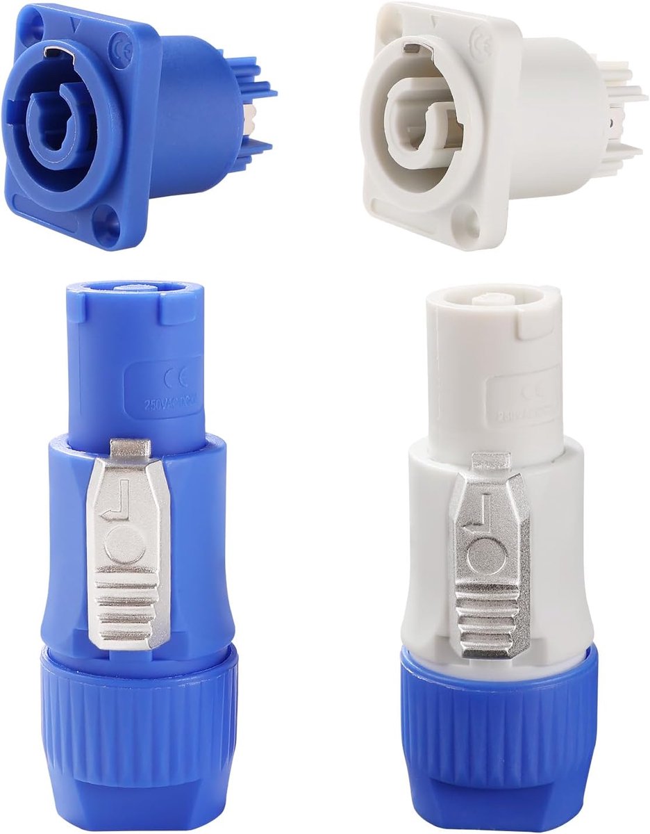 2 Set 20A 250V AC 3-Pin Powercon Connector Input and Output, Nac3fca Nac3fcb Powercon Power Connector Plug with - ShopVlot