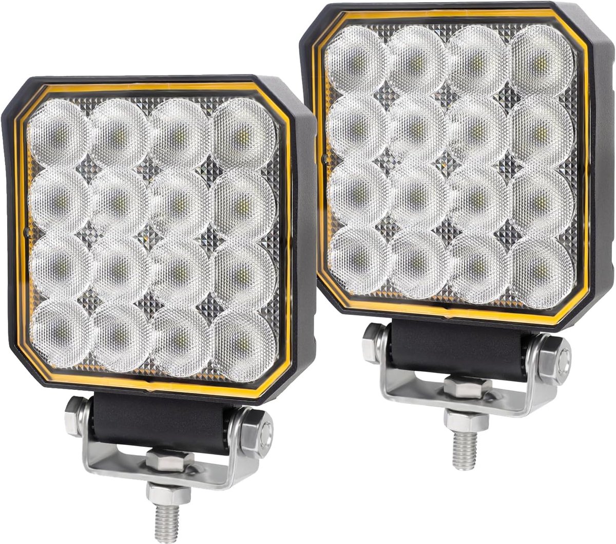 AOHEWEI 2Pcs 4.5 Inch Square LED Work Light for Tractors, 25W Headlight Flood Beam, 12V 24V Waterproof Outdoor Lights - ShopVlot