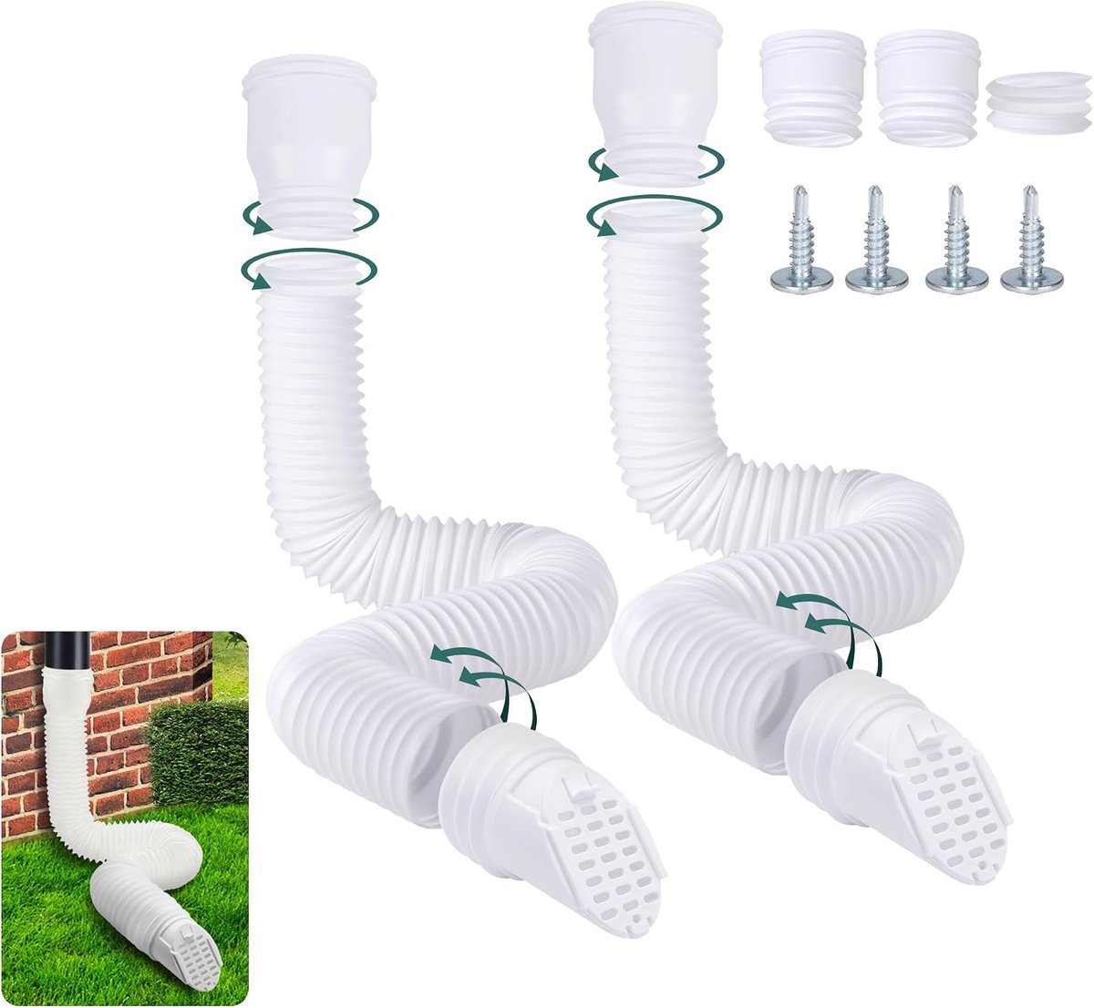 Rain Gutter Flexible Rainpipe Extender, 80/100mm Round Extender with Drainage Grille for Downpipe, Drain Extension - ShopVlot
