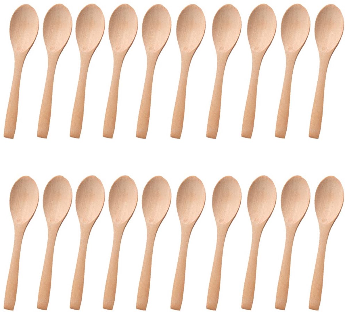 Set van 20 Houten Lepels - Kleine IJslepels en Koffielepels van Natuurlijk Hout - Handgemaakte Mini Serveerlepels voor Kinderen - Geschikt voor IJs, Honing, Koffie, Thee, Kruiden, Specerijen en Medicatie - Milieuvriendelijk Keukenbestek
