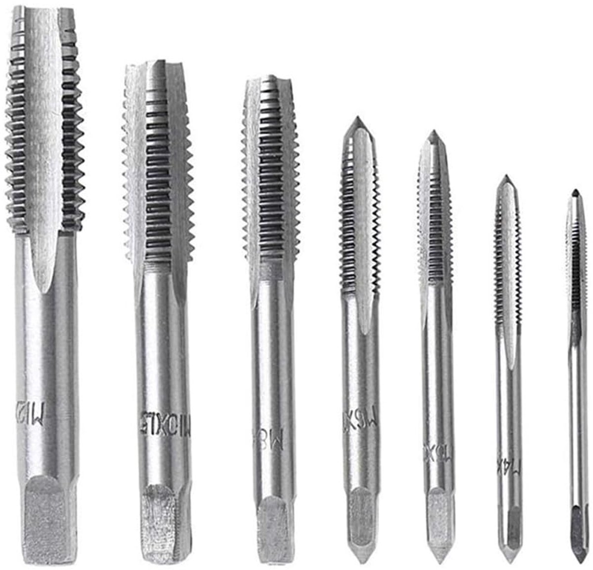 7pcs Metric Thread Set M3-M12, Spiral Point Tap, Nitrate Coating, Drill Tap Tool - ShopVlot