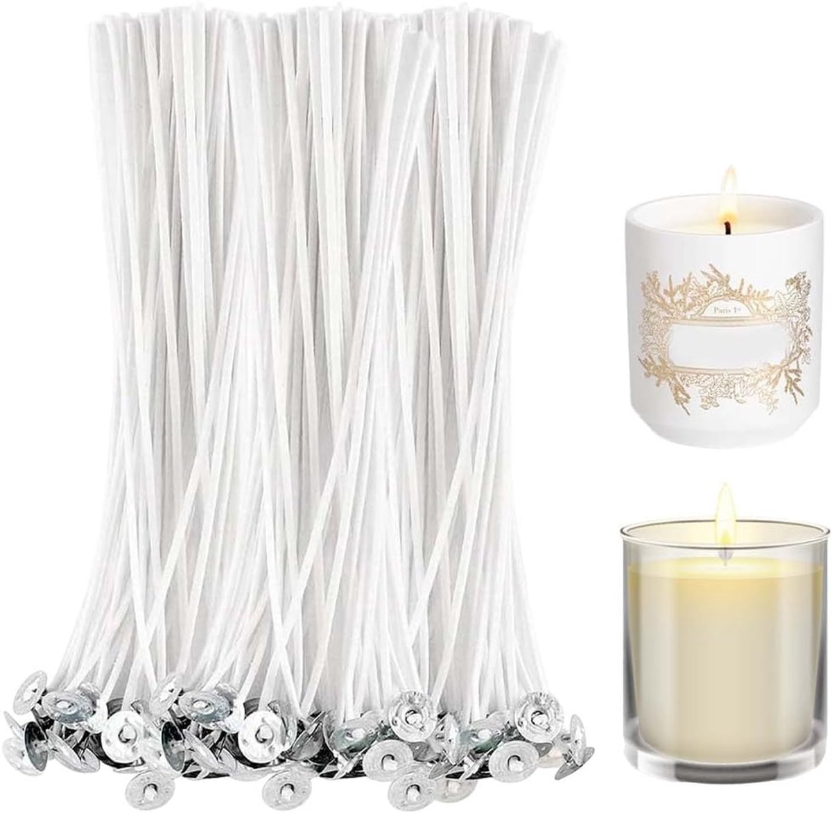 Pack of 100 natural candles, 12 cm, cotton candles, for making homemade candles, ideal for aromatherapy scented - ShopVlot