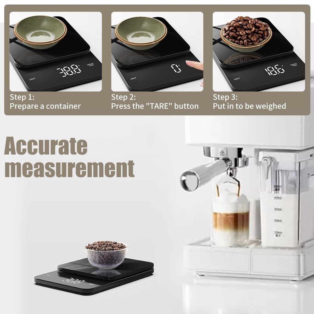 Electronic Kitchen Scale, Precise Kitchen Scale, 4 Units and Tare Function, Touch Button, Glass Weighing Surface with - ShopVlot