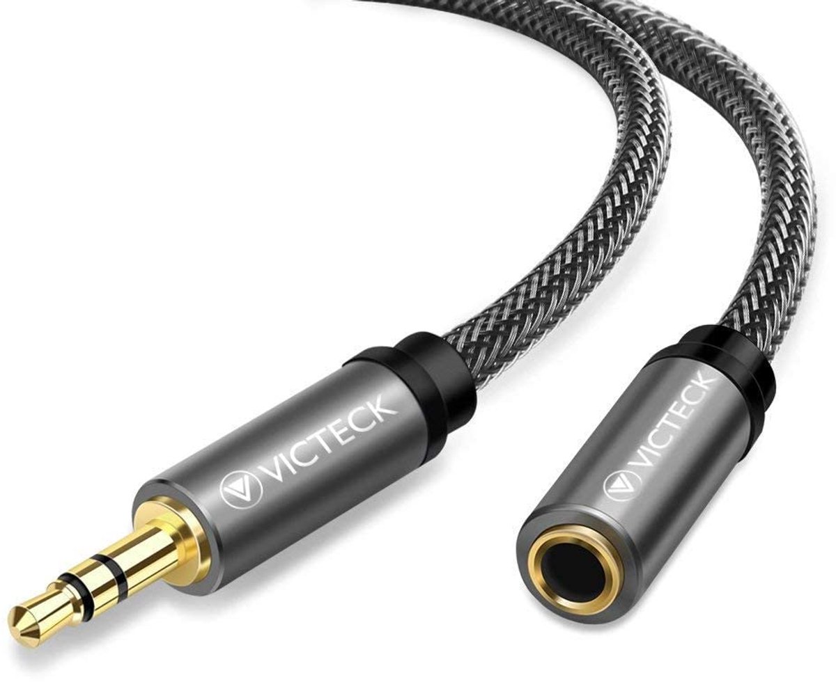 Jack Extension, 6m Nylon 3.5mm Stereo Jack Audio Extension Cable for AUX Inputs Bus Gold Plated Contacts Compatible - ShopVlot