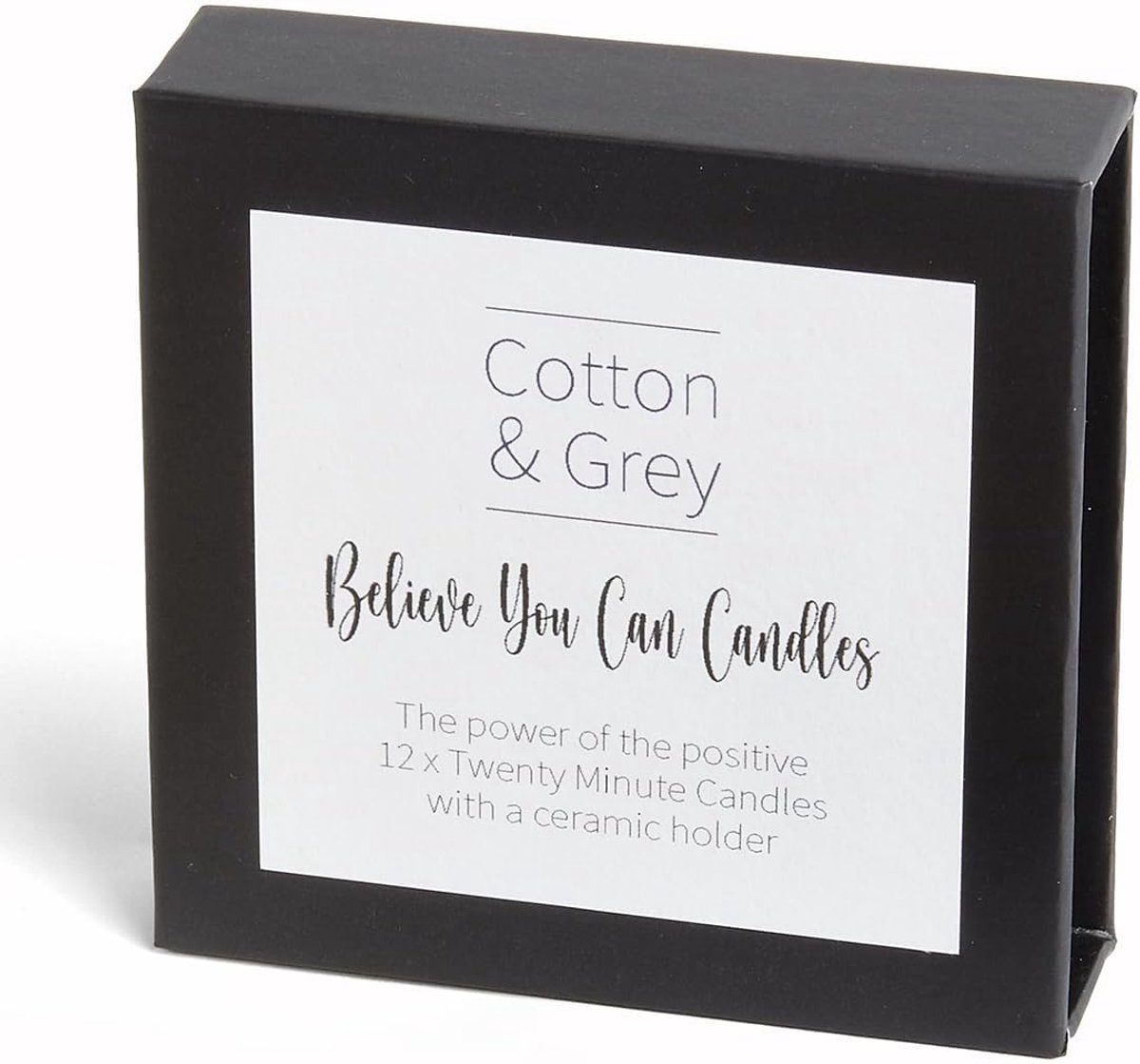 Believe You Can Candles of Cotton & Grey. 12 Pure Beeswax Candles with Ceramic Holder. The Power of The Positive - ShopVlot