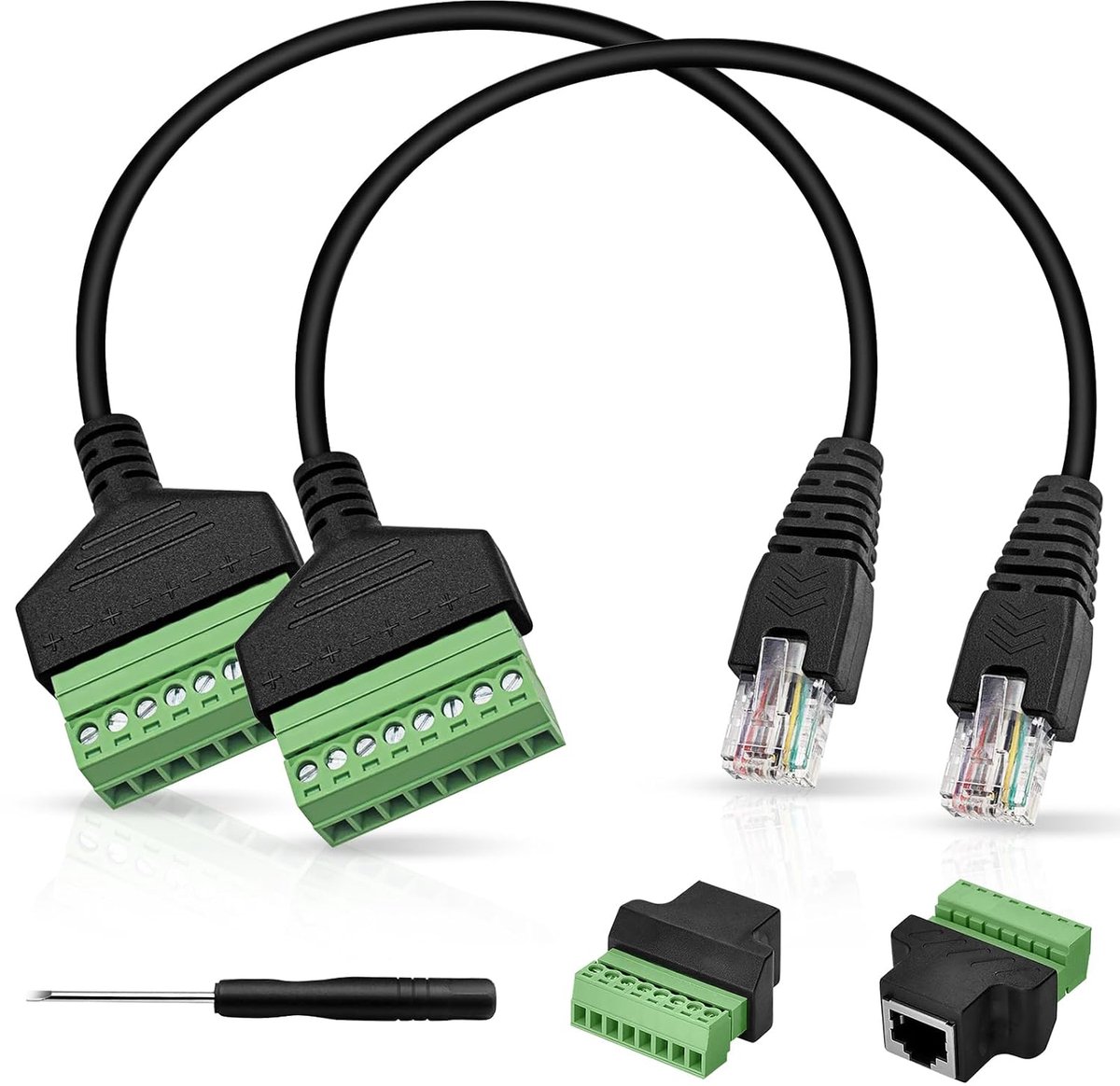 RJ45 Network Screw Terminal Block Adapters RJ45 Female to 8 Pin Screw Terminal Block for Cat7, Cat6, Cat5, CCTV - ShopVlot