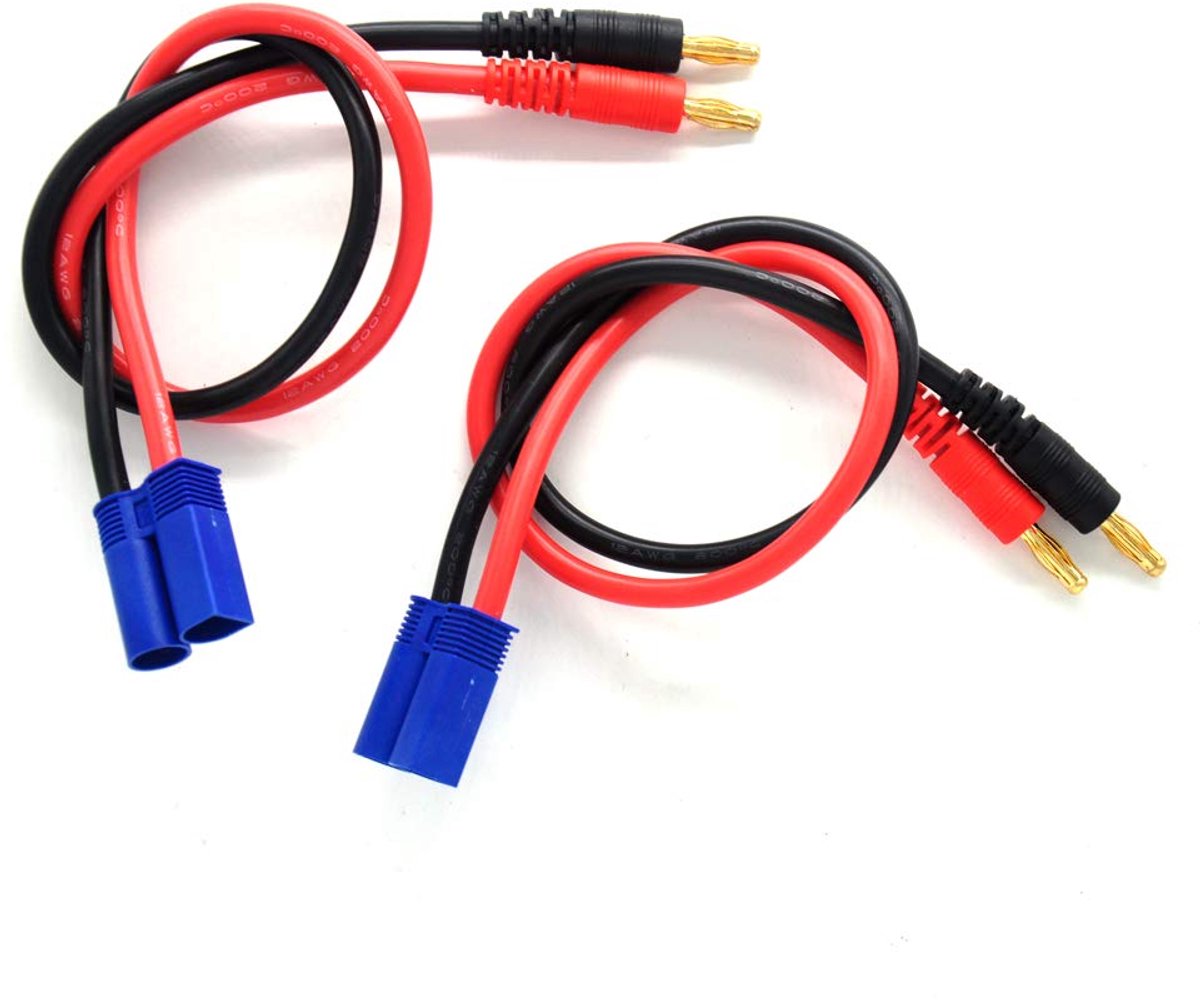 EC5 Plug to 4 mm Banana Plug Battery Charging Cable Adapter 12 AWG Silicone Wire Cable 300 mm Pack of 2 - ShopVlot