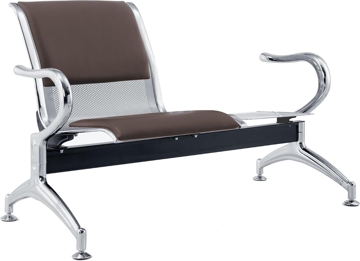 Sofa 2-seater steel 125 x 71 x 78 H silver for waiting room - for assembly: 2 chairs + table - ShopVlot