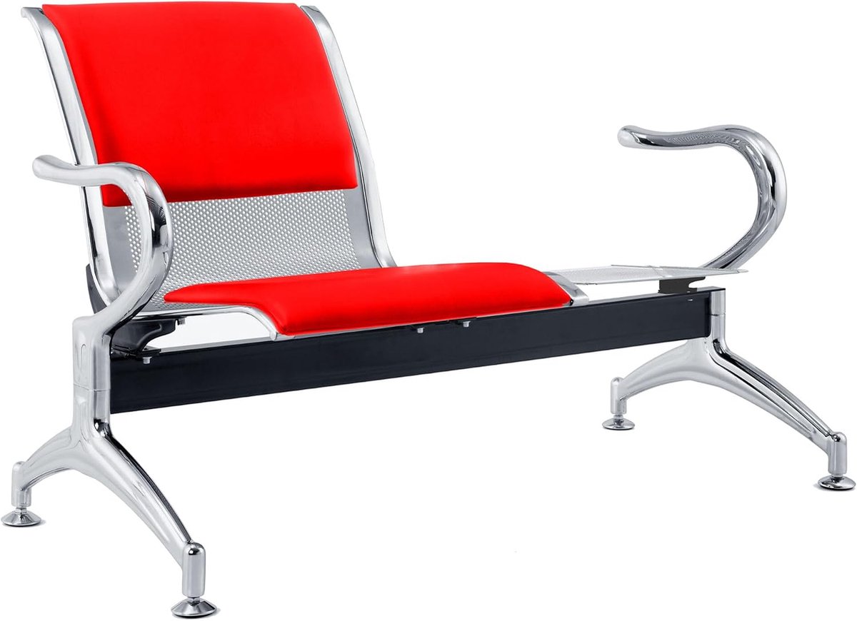 Sofa 2-seater steel 125 x 71 x 78 H silver for waiting room - for assembly: 2 chairs + table - ShopVlot
