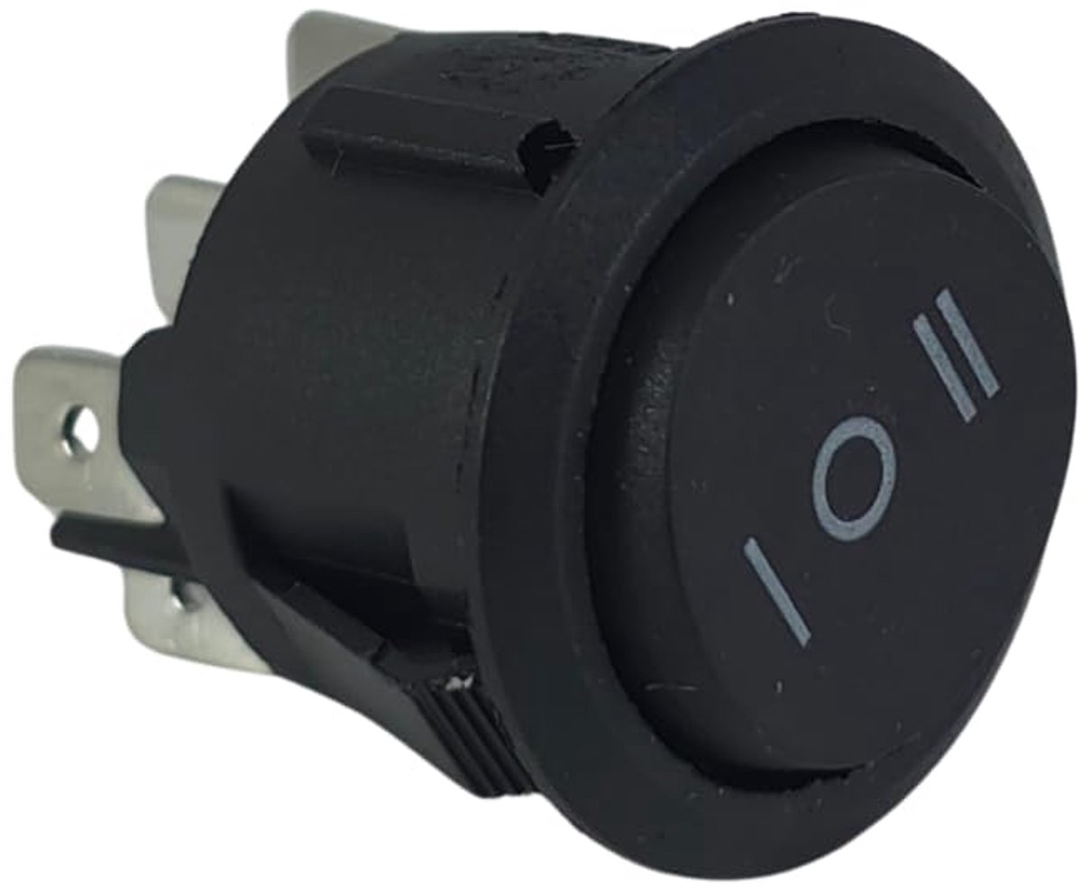 Round Toggle Switch, 22 mm, 6 Pin ON-OFF-ON, 250V/6A, Black, Snap-in Mount, 4.8 mm Flat Plug Contacts, Ideal for Motor - ShopVlot