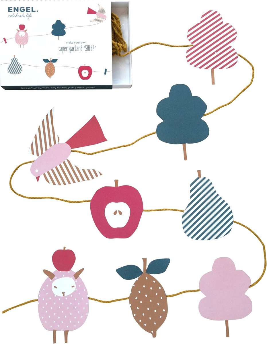 ENGEL. Papieren 'Doe het zelf' Slinger - Garland Sheep - ShopVlot