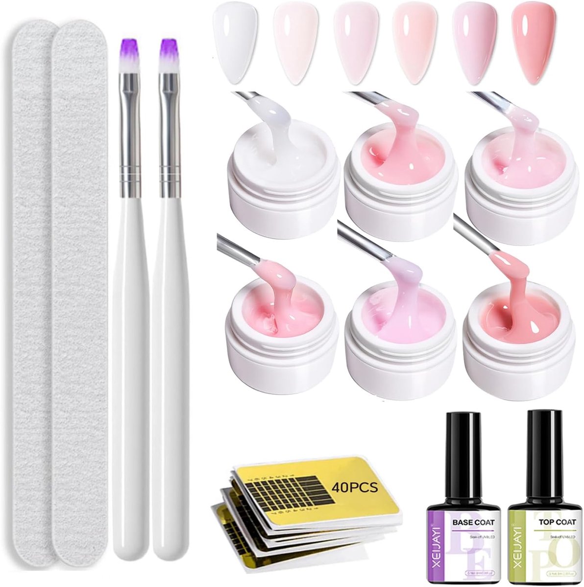 Opbouwgel voor gelnagels met top coat gel UV base coat UV gel builder gel nageldesign acryl nagels starterset - ShopVlot