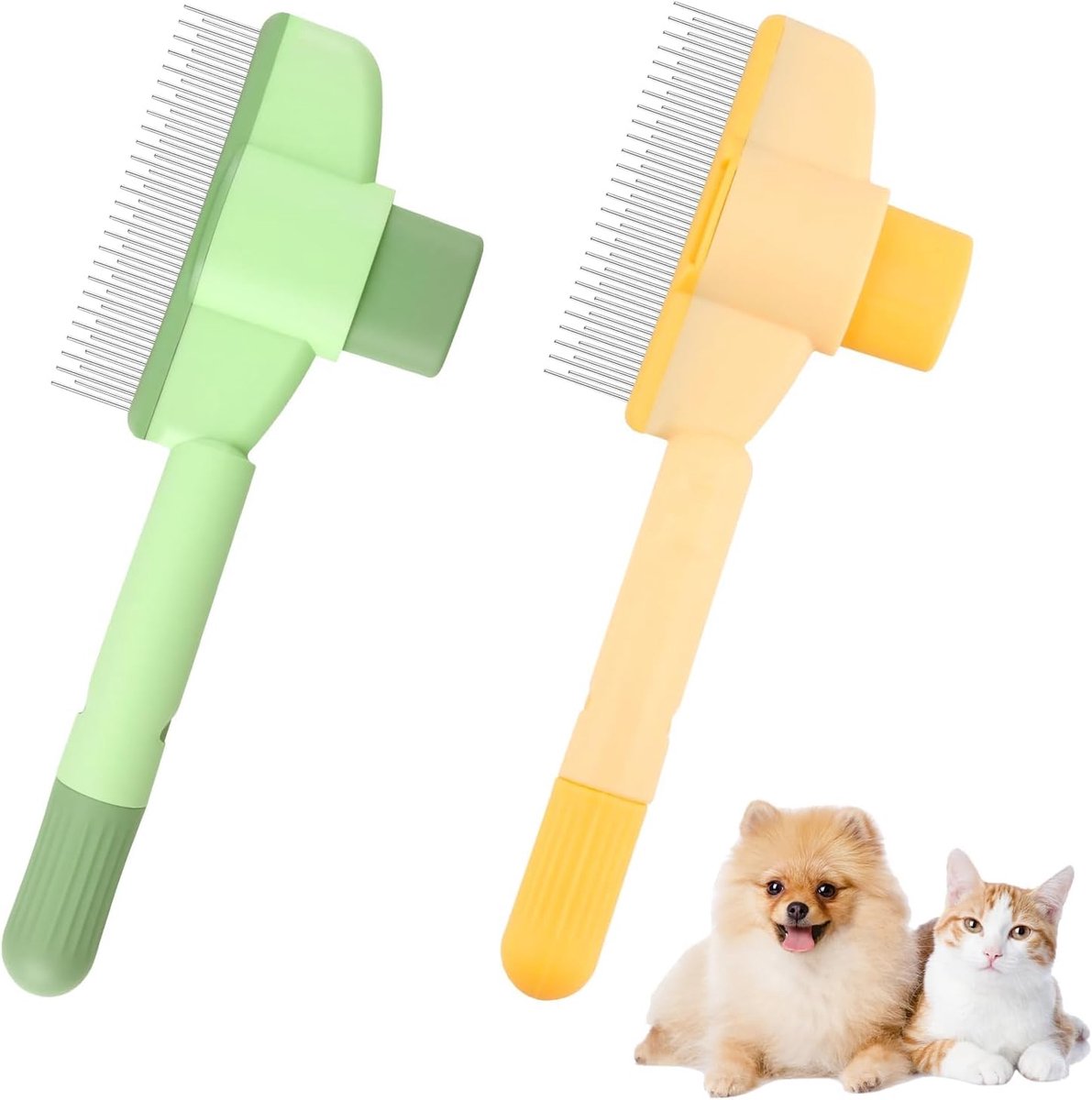 Set of 2 pet brushes, rustproof and durable stainless steel teeth, suitable for cats and dogs to remove tangles, fleas - ShopVlot