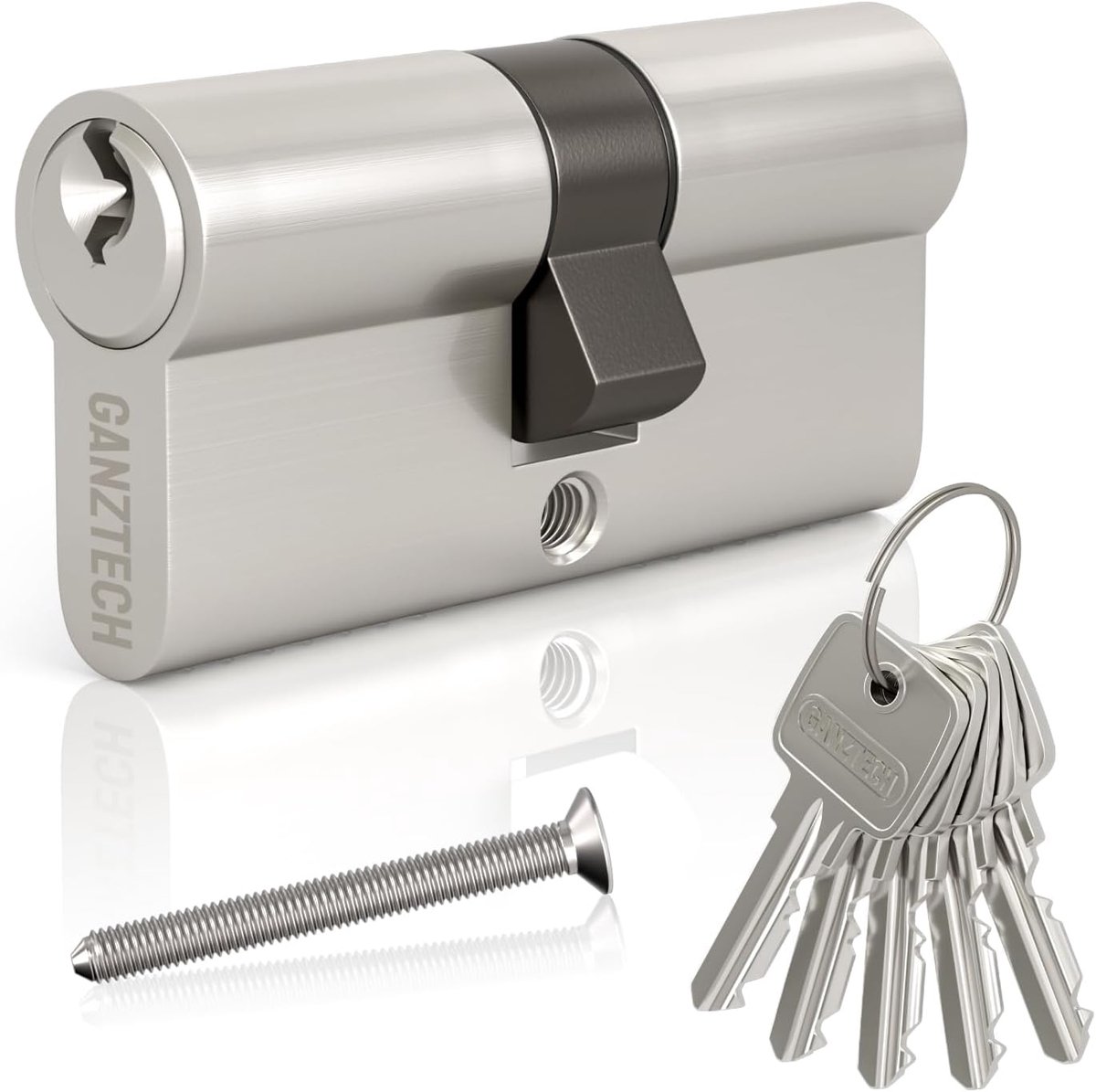 45/45 (90mm), nickel door barrel lock, key key with 5 standard keys, Aluminum alloy euro cylinder lock, safe stable - ShopVlot