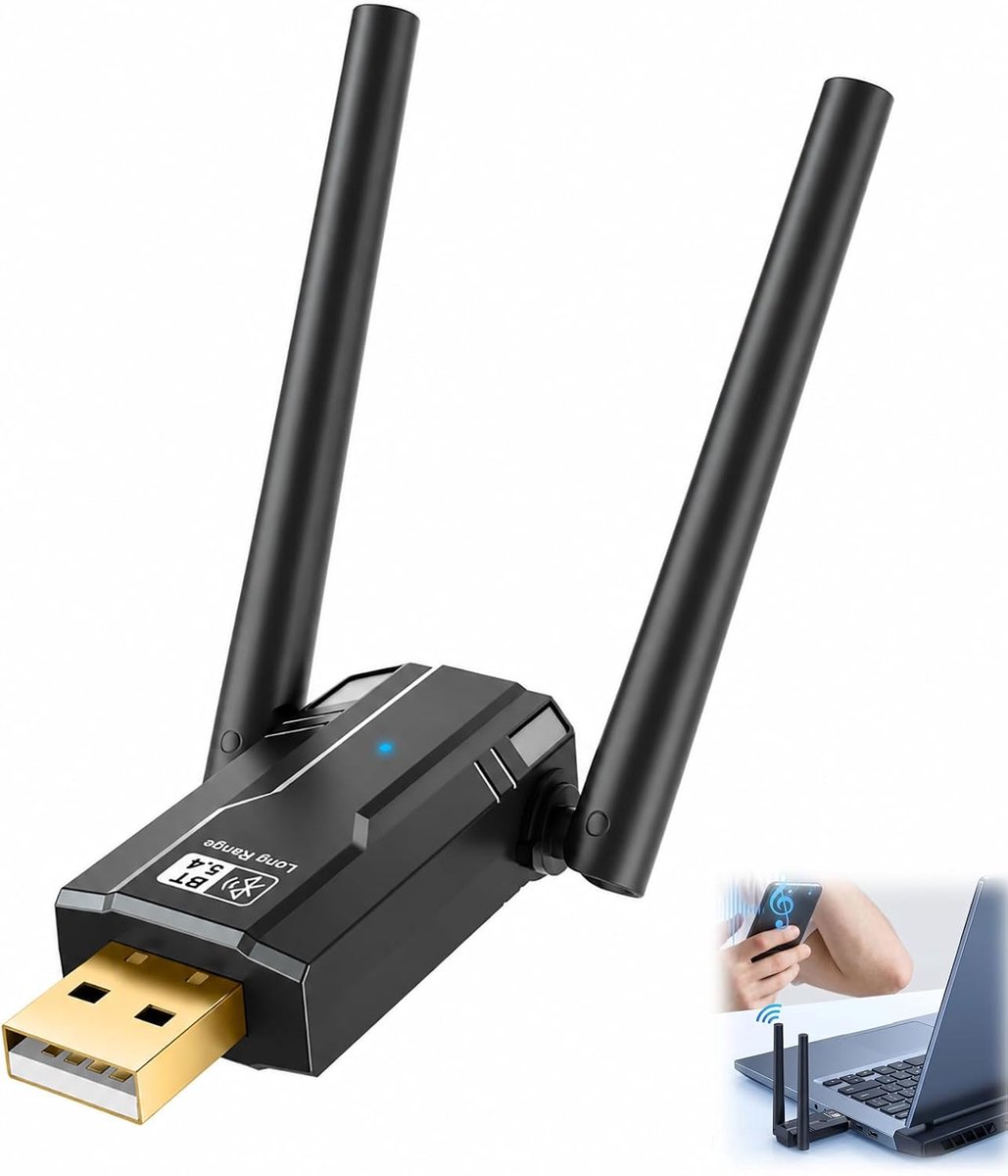 Bluetooth dongle pc, Bluetooth adapter USB 5.4 USB, pc, 150 m lang bereik met draaibare antenne, sleutel voor computer - ShopVlot