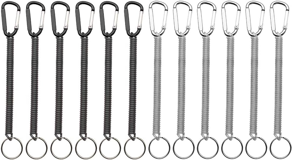 12pcs Retractable Fishing Lanyards, Fishing Coiled Lanyards, Stretchable Spiral Keychain, Spring Retractable Spool,2 - ShopVlot