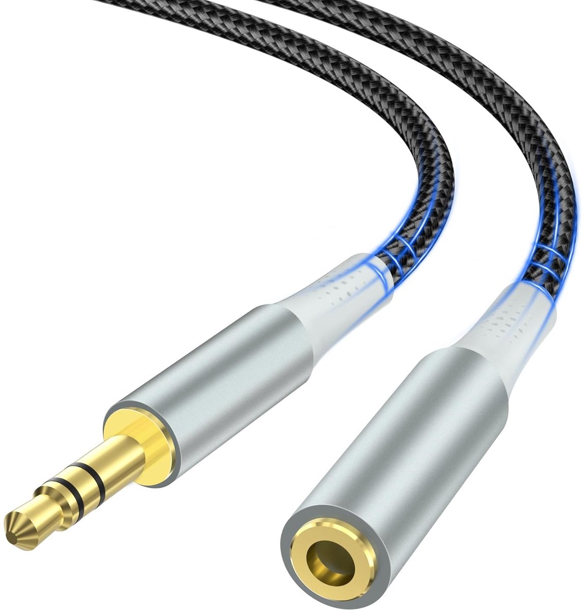 Jack Extension Cable,1m Nylon Braided 3.5mm Stereo Jack Audio Extension Cable for AUX Input,Compatible with - ShopVlot