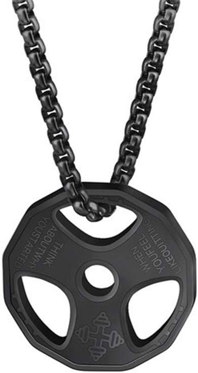 AILUOR Men Women Halter Pendant Necklace Stainless Steel Couples Barbell Pendant Fitness Gym Sport Dumbbell - ShopVlot