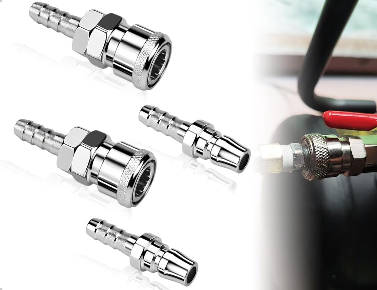 2 Pairs Compressed Air Coupler, Compressed Air Quick Coupler, Pneumatic Connectors, for Compressor, Air Hose - ShopVlot