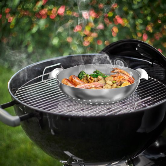 Roestvrij Stalen Grillmand Set van 3 - BBQ Groentemand en Vleesmand met Gebogen Handvat van Merkloos — afbeelding 2
