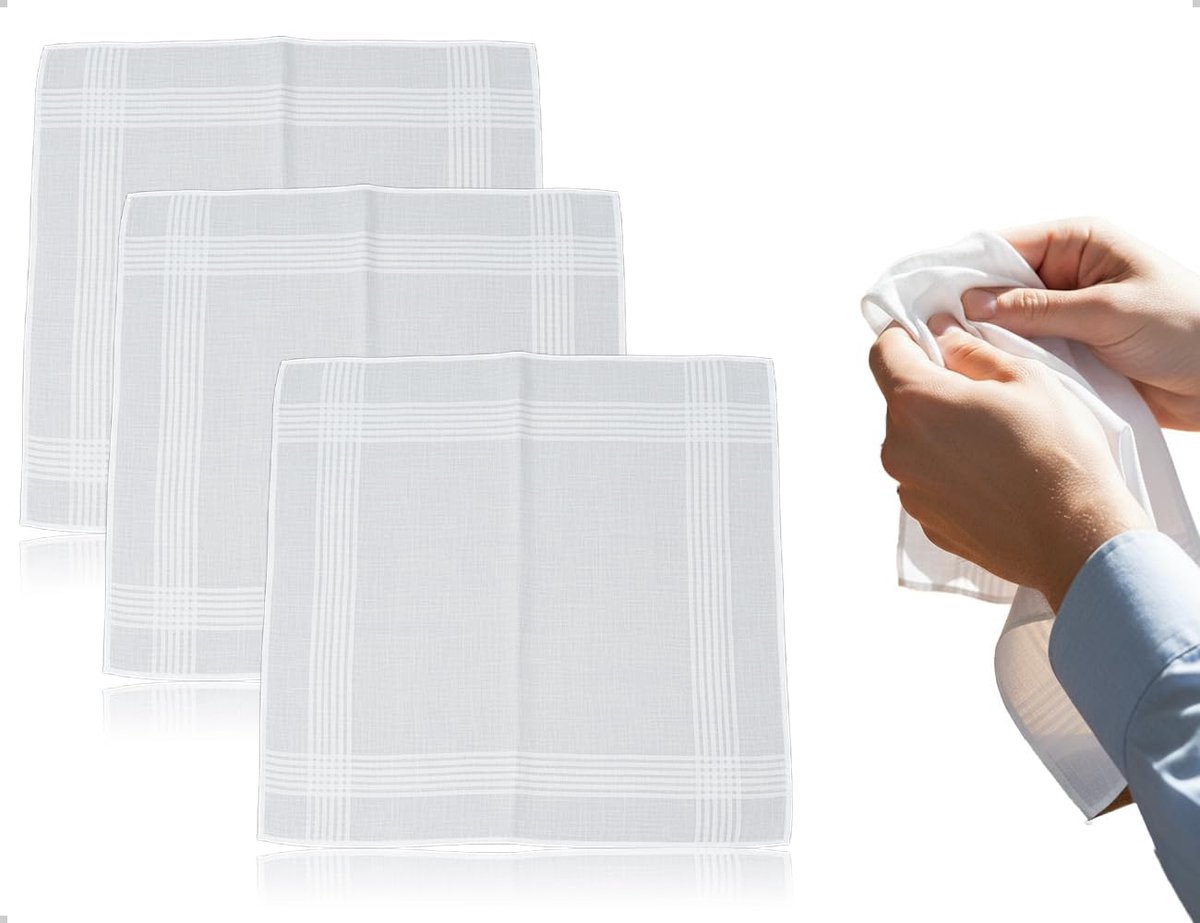 3 zakdoeken voor mannen en vrouwen, zakdoeken van puur katoen, zeer zachte en comfortabele stof, kleine praktische - ShopVlot