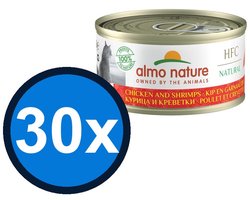 30x Almo Nature HFC - Kip & Garnaaltjes - Kattenvoer Natvoer - 70g