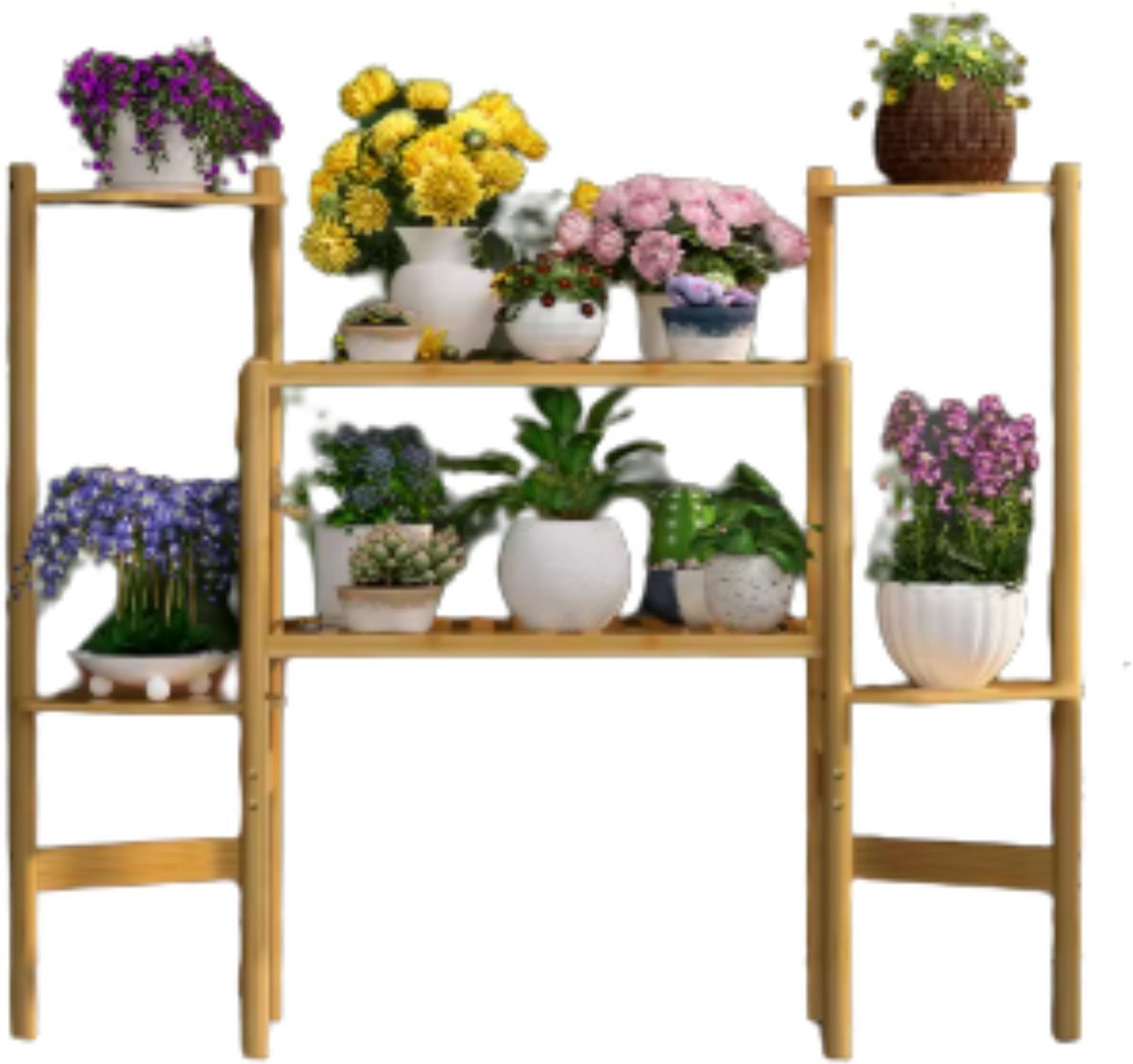 Plantenbak 6 laags - Bamboe, Plantenrek en Plantentafel - Voor Binnen, Buitengebruik, Eetkamer en Woonkamer